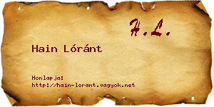 Hain Lóránt névjegykártya